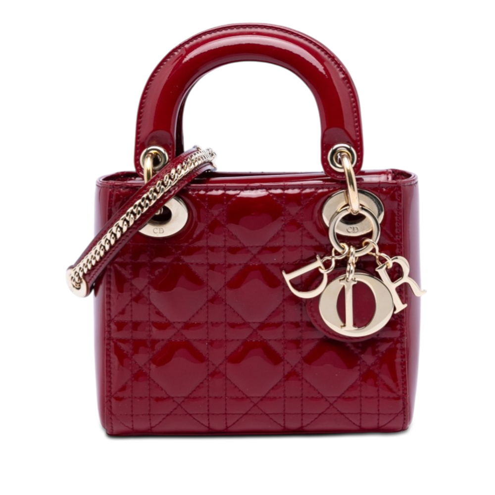 Pre-Loved Dior Mini Patent Cannage Lady Dior